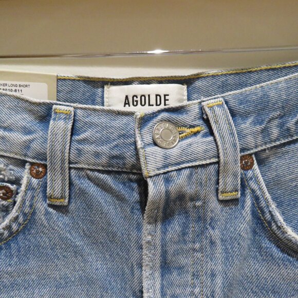 AGOLDE Parker Long Shorts in Swapmeet Light Denim Boho Distressed Casual 23 NWT - Picture 4 of 11